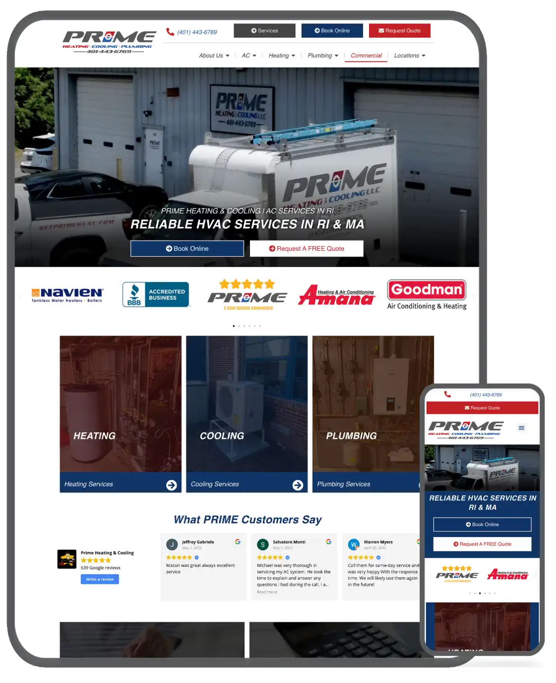 Prime Heating Cooling Plumbing Rhode Island — Website by JPG Designs